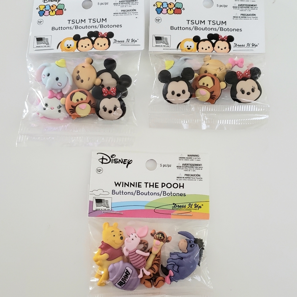 🆕️ Disney Tsum Tsum / Winnie the Pooh Buttons